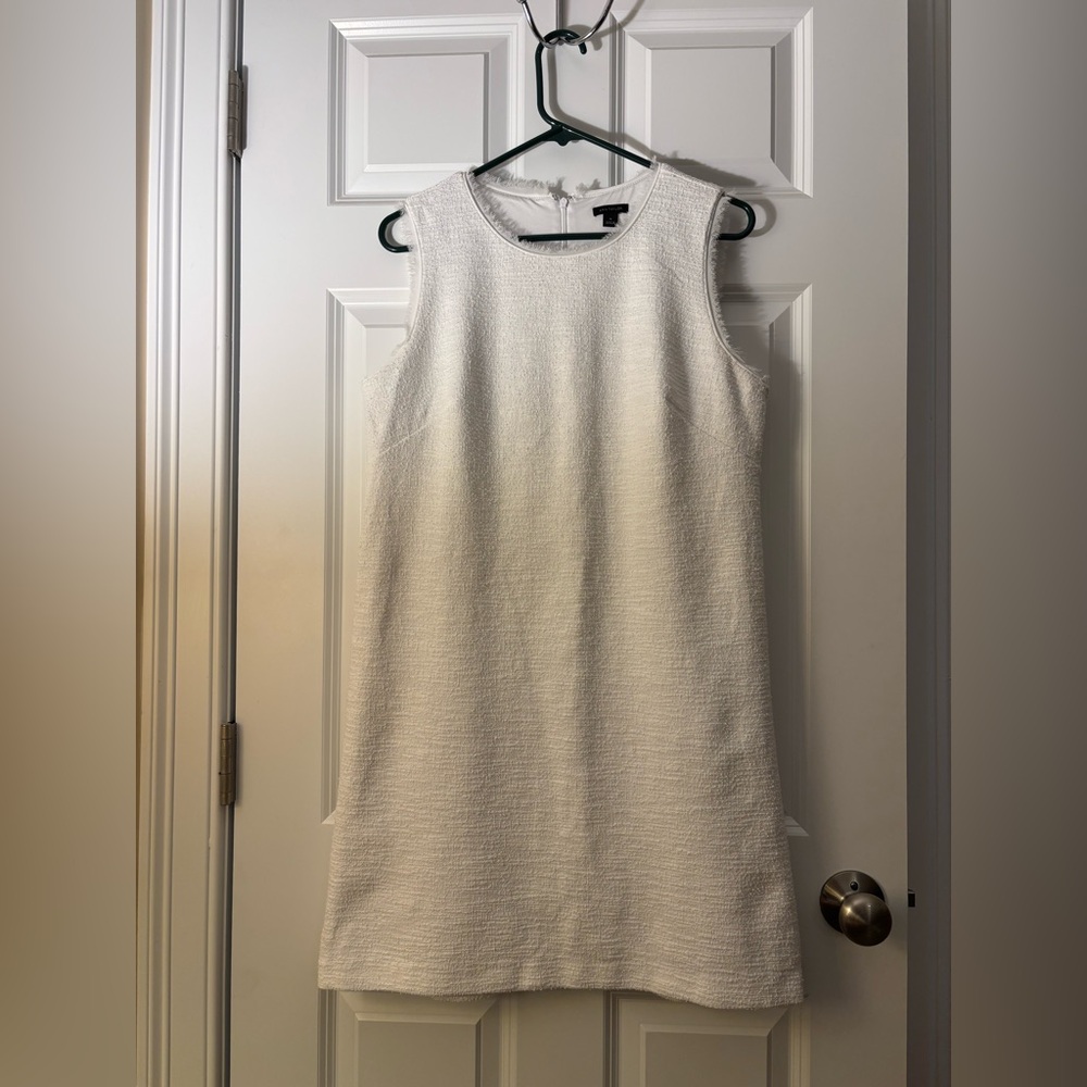 Ann Taylor Textured White Sleeveless Mini Dress